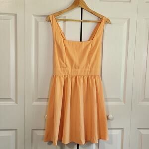 Mi Ami Women's Light Orange Square Neck Sleeveless Smocked Mini Dress Size Med